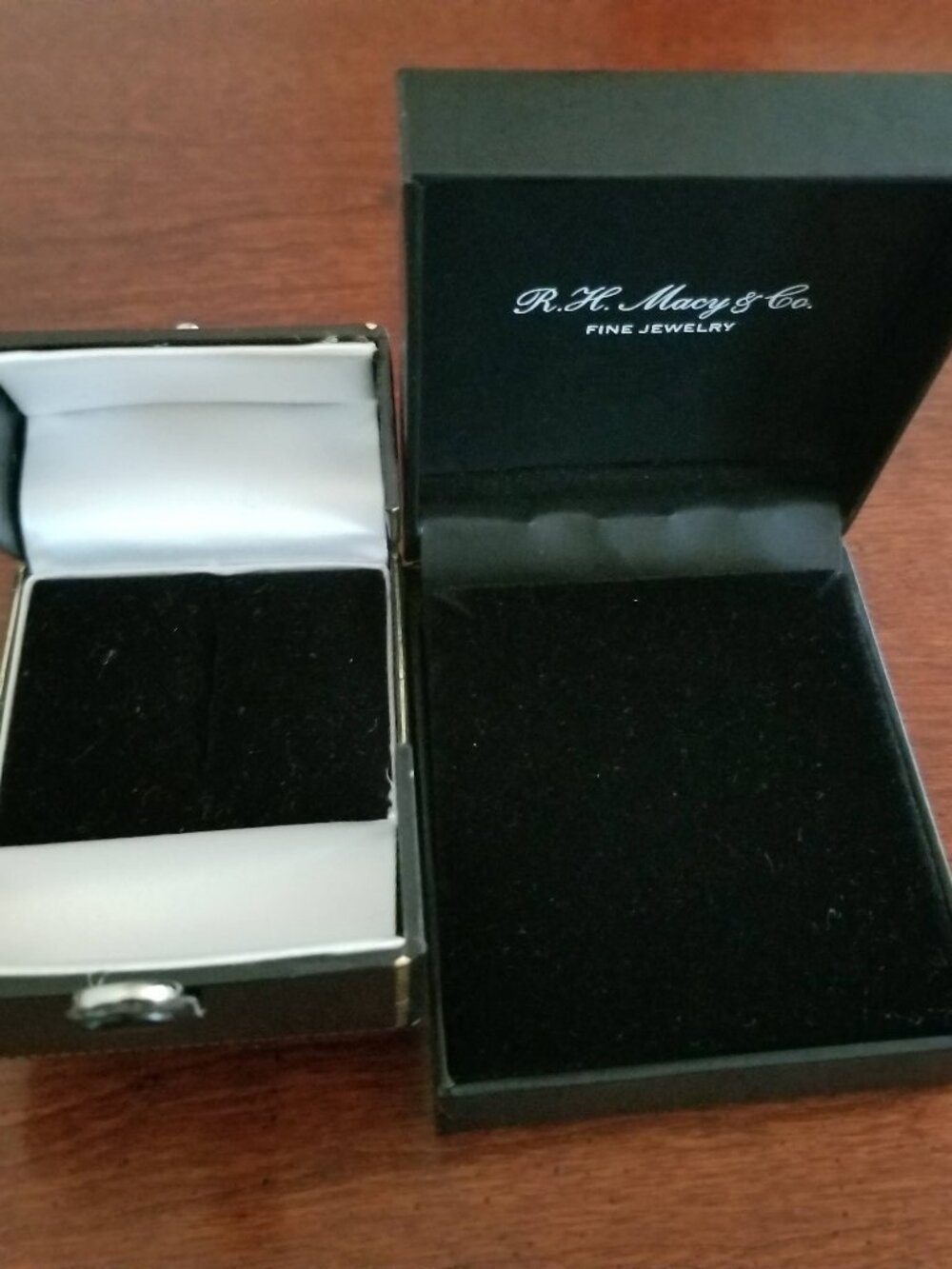 1 RH Macy's & Co. Fine Jewelry Empty Black Jewelry Box & 1 Black Single Ring Box